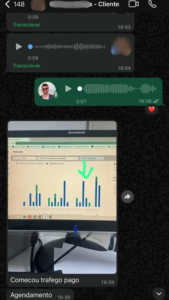 Depoimento de cliente da Vorx via WhatsApp